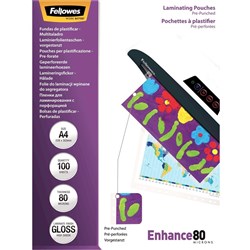 Fellowes Laminating Pouches Gloss A4 80 Micron PK.100