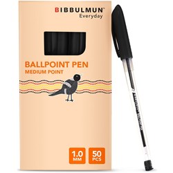 BIBBULMUN BALLPOINT PEN MEDIUM Black Pack of 50