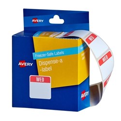 WEDNESDAY FREEZER-SAFE DISPENSER LABELS 24X24MM 100 LABELS REMOVABLE