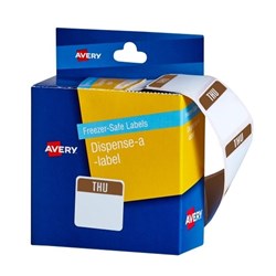 THURSDAY FREEZER-SAFE DISPENSER LABELS 24X24MM 100 LABELS REMOVABLE